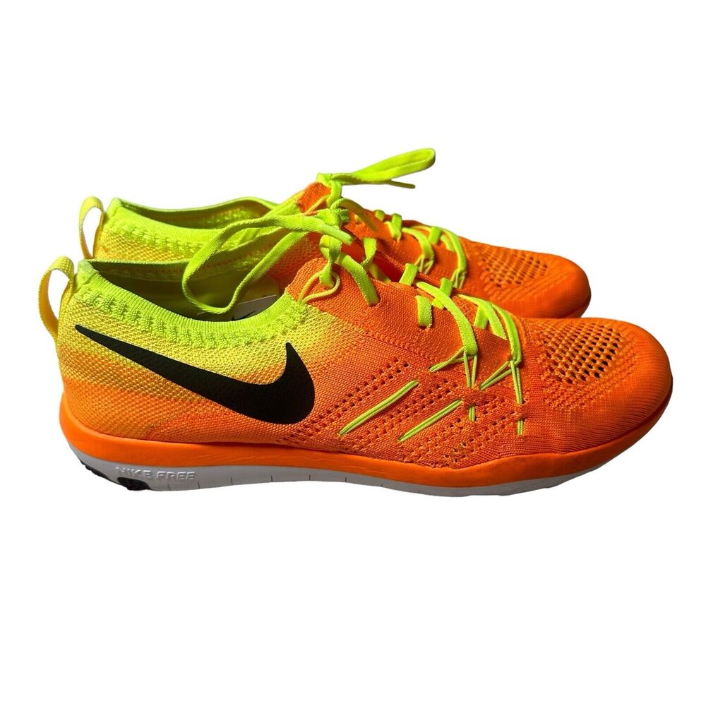 Nike Women’s Orange Yellow Free TR Focus Fly Knit Running Athletic Shoes 7.5